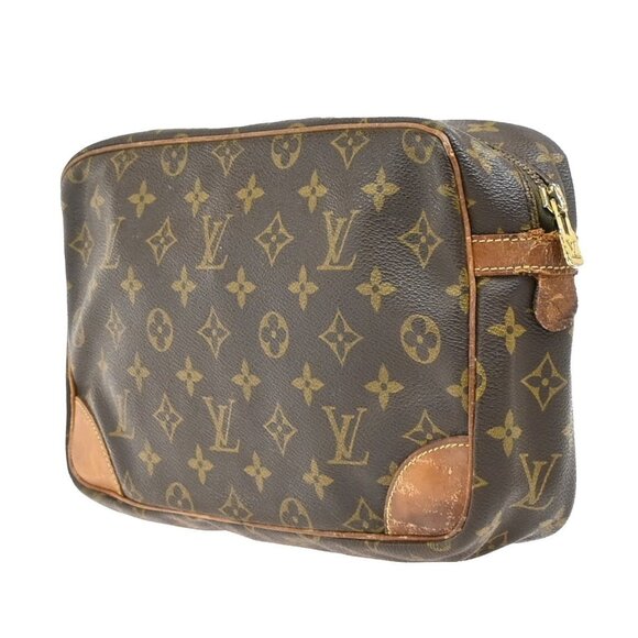 LOUIS VUITTON Compiegne 28 Clutch Hand Bag Monogram Leather Brown - Picture 4 of 16